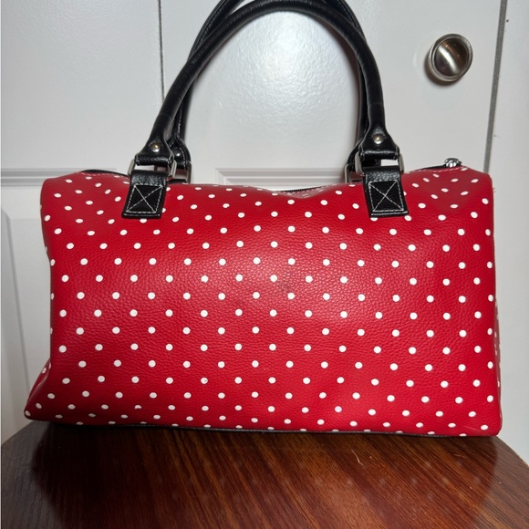 Disney Parks Minnie Mouse Red Polka Dot Satchel Turn Lock Purse Bag - Picture 3 of 8